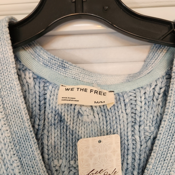 We The Free Blue Rain Cable Knit Sweater Vest - Picture 3 of 6